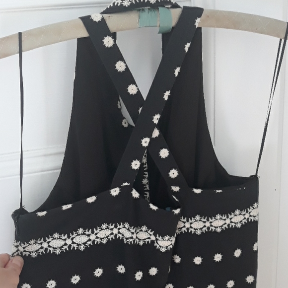 Anthro Eva Franco black floral halter shirt dress - Picture 7 of 12